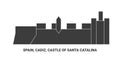 Spain, Cadiz, Castle Of Santa Catalina, travel landmark vector illustration