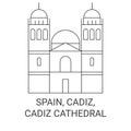 Spain, Cadiz, Cdiz Cathedral travel landmark vector illustration