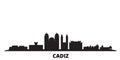 Spain, Cadiz city skyline isolated vector illustration. Spain, Cadiz travel black cityscape