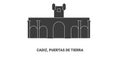 Spain, Cadiz, Puertas De Tierra, travel landmark vector illustration