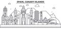 Spain, Canary Islands architecture line skyline illustration. Linear vector cityscape with famous landmarks, city sights