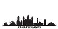 Spain, Canary Islands city skyline isolated vector illustration. Spain, Canary Islands travel black cityscape