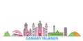 Spain, Canary Islands line cityscape, flat vector. Travel city landmark, oultine illustration, line world icons