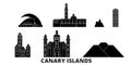 Spain, Canary Islands flat travel skyline set. Spain, Canary Islands black city vector illustration, symbol, travel