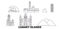 Spain, Canary Islands line travel skyline set. Spain, Canary Islands outline city vector illustration, symbol, travel