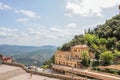 Spain. Catalonia - 30 AUGUST 2014. View from the top of the Montserrat Mountains and the Montserrat Monastery in the lower part