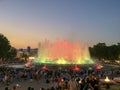 Tourists are admiring the light show