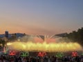 Tourists are admiring the light show