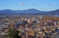 Spain. Catalonia. Coast of the Costa Brava. Gerona city view. Spanish city of Girona surrounded by the Pyrenees Royalty Free Stock Photo