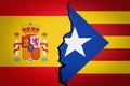 Spain and Catalonia independence concept. 3D rendering Royalty Free Stock Photo