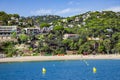 Beautiful wild rocks with coniferous trees on Mediterranean coast in Tossa de Mar Royalty Free Stock Photo