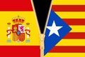 Spain and Catalonia, referendum and independence concept. 3D rendering