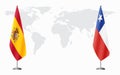 Spain and Chile flags for official meeting