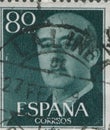 SPAIN - CIRCA 1949: Stamp printed in showing a portrait of General Francisco Franco 1892-1975