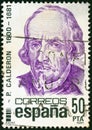 SPAIN - CIRCA 1981: A stamp printed in Spain shows dramatist Pedro Calderon de la Barca, circa 1981.