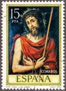 A stamp printed in Spain shows Ecce by Juan de Juanes