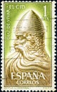 A stamp printed in Spain shows El Cid Campeador Rodrigo Diaz de