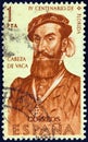 SPAIN - CIRCA 1960: A stamp printed in Spain shows explorer Cabeza de Vaca, circa 1960. Royalty Free Stock Photo