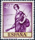 Stamp printed by Spain, shows The Copla by Romero de Torres