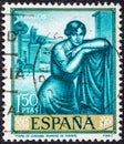 Stamp printed by Spain, shows Poem of Cordoba by Romero de Torres