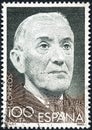 A stamp printed in Spain shows Ramon Perez de Ayala