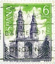 Stamp printed in the Spain shows Santa Maria de la Redonda Logrono