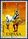 Stamp printed in Spain shows Sergeant of Infantry 1567 Royalty Free Stock Photo