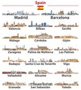 Spain cities skylines vector illustrations set Royalty Free Stock Photo