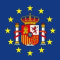 Spain coat of arms on the European Union flag