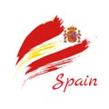Spain colorful brush strokes painted national country flag icon. Painted texture.