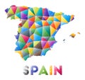 Spain - colorful low poly country shape.