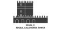 Spain, Cordoba, Calahorra Tower travel landmark vector illustration Royalty Free Stock Photo