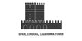 Spain, Cordoba, Calahorra Tower, travel landmark vector illustration Royalty Free Stock Photo