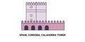 Spain, Cordoba, Calahorra Tower, travel landmark vector illustration Royalty Free Stock Photo
