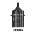 Spain, Cordoba, Church travel landmark vector illustration