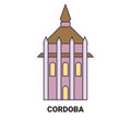 Spain, Cordoba, Church travel landmark vector illustration