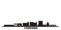 Spain, Cordoba city skyline isolated vector illustration. Spain, Cordoba travel black cityscape