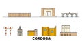 Spain, Cordoba flat landmarks vector illustration. Spain, Cordoba line city with famous travel sights, skyline, design.