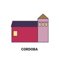 Spain, Cordoba travel landmark vector illustration