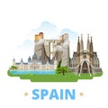 Spain country design template Flat cartoon style w Royalty Free Stock Photo