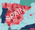 Spain country detailed editable map