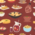 Spain cuisine vector food cookery traditional dish recipe spanish snack tapas crusty bread food gastronomy illustration Royalty Free Stock Photo