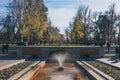 SPAIN - DECEMBER 13: Little fountain in one of the entrances of Retiro Park, DECEMBER 13, 2017 in Madrid, Spain Royalty Free Stock Photo