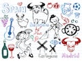 Spain doodles collection Royalty Free Stock Photo