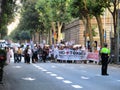 Spain Europe demonstration protest banners police