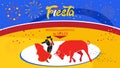 Spain fiestas Bullfighting abstract poster. 2024 Spanish San Fermin Festivals Bullfight Running bulls attraction sign Royalty Free Stock Photo