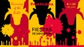 Spain fiestas Bullfighting abstract poster. 2024 Spanish San Fermin Festivals Bullfight Running bulls attraction sign