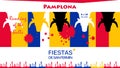 Spain fiestas Pamplona Running bulls attraction Bullfighting abstract poster. 2024 Spanish San Fermin Festivals Bullfight sig