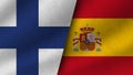 Spain and Finland Realistic Two Flags Together