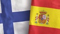 Spain and Finland two flags textile cloth 3D rendering